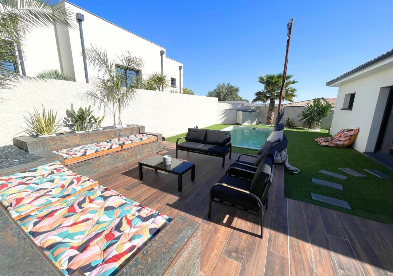 Villa Contemporaine Avec Piscine Chauffee Proche Des Plages Sauvian Bagian luar foto