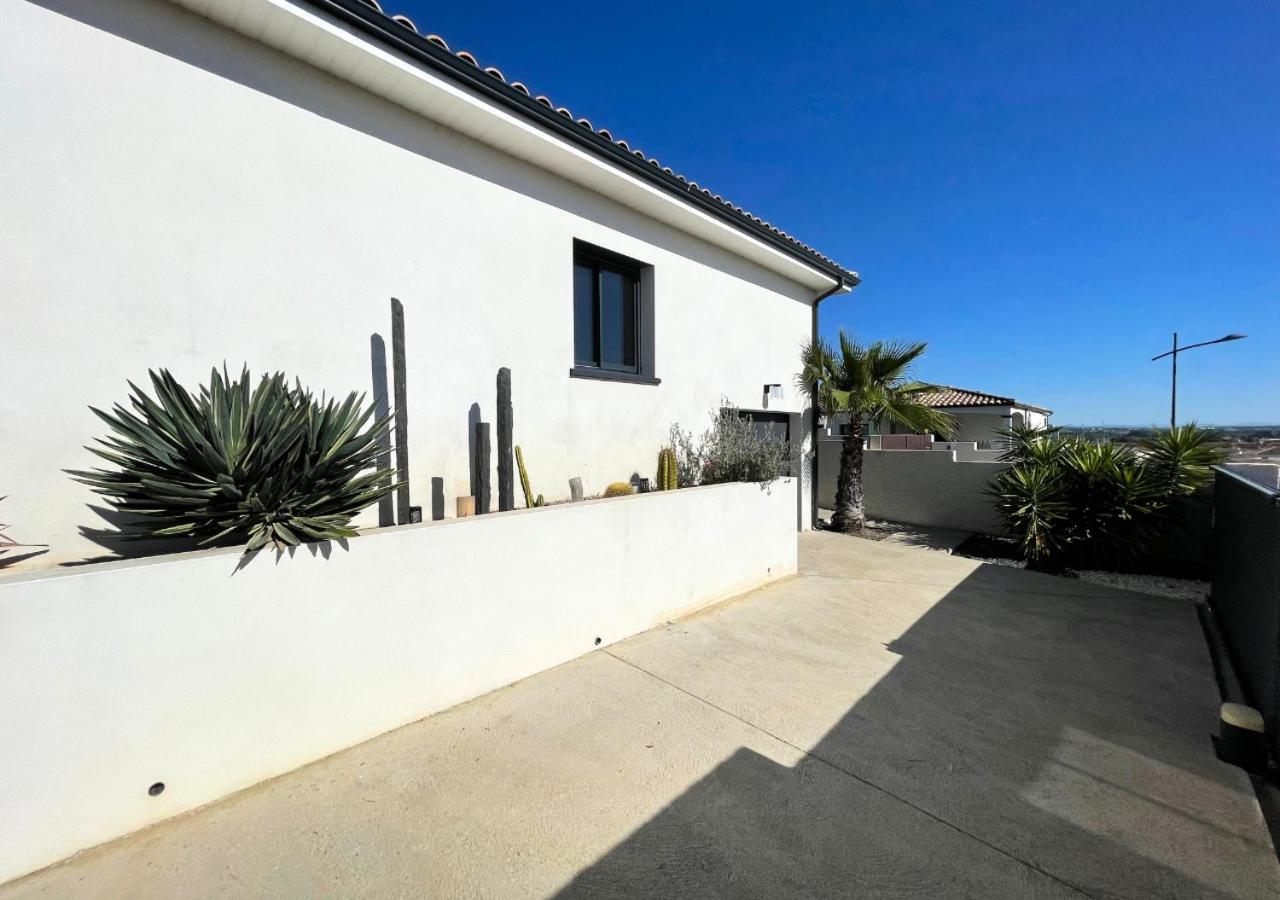 Villa Contemporaine Avec Piscine Chauffee Proche Des Plages Sauvian Bagian luar foto