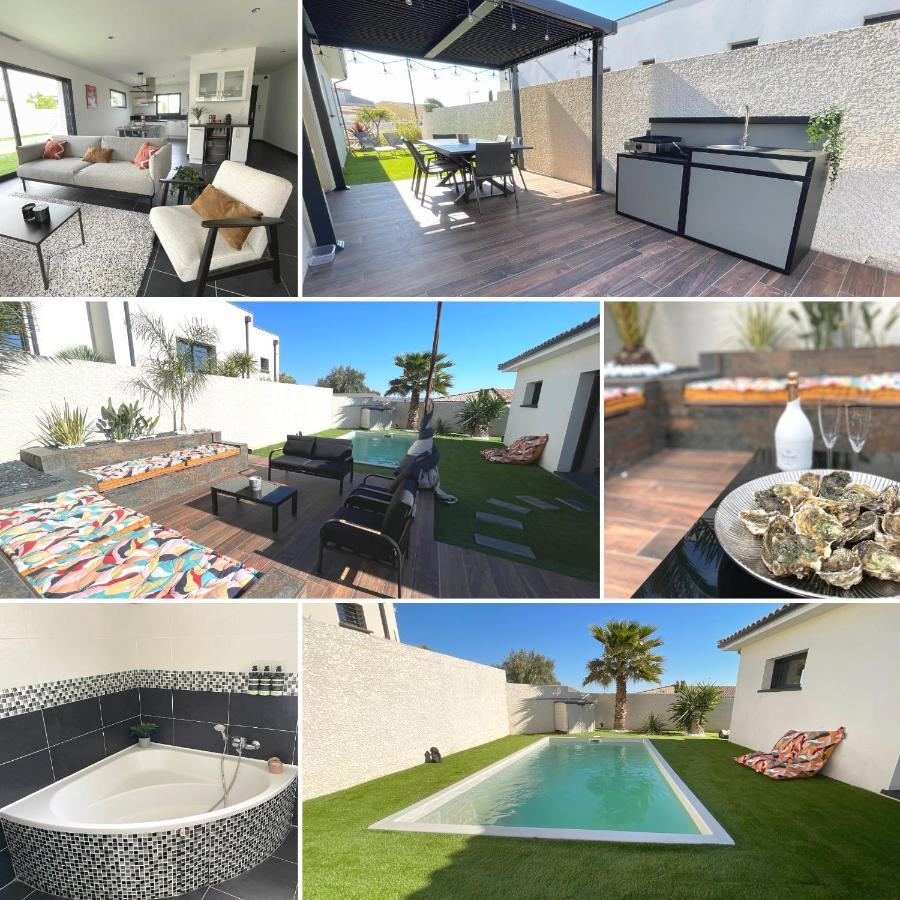 Villa Contemporaine Avec Piscine Chauffee Proche Des Plages Sauvian Bagian luar foto
